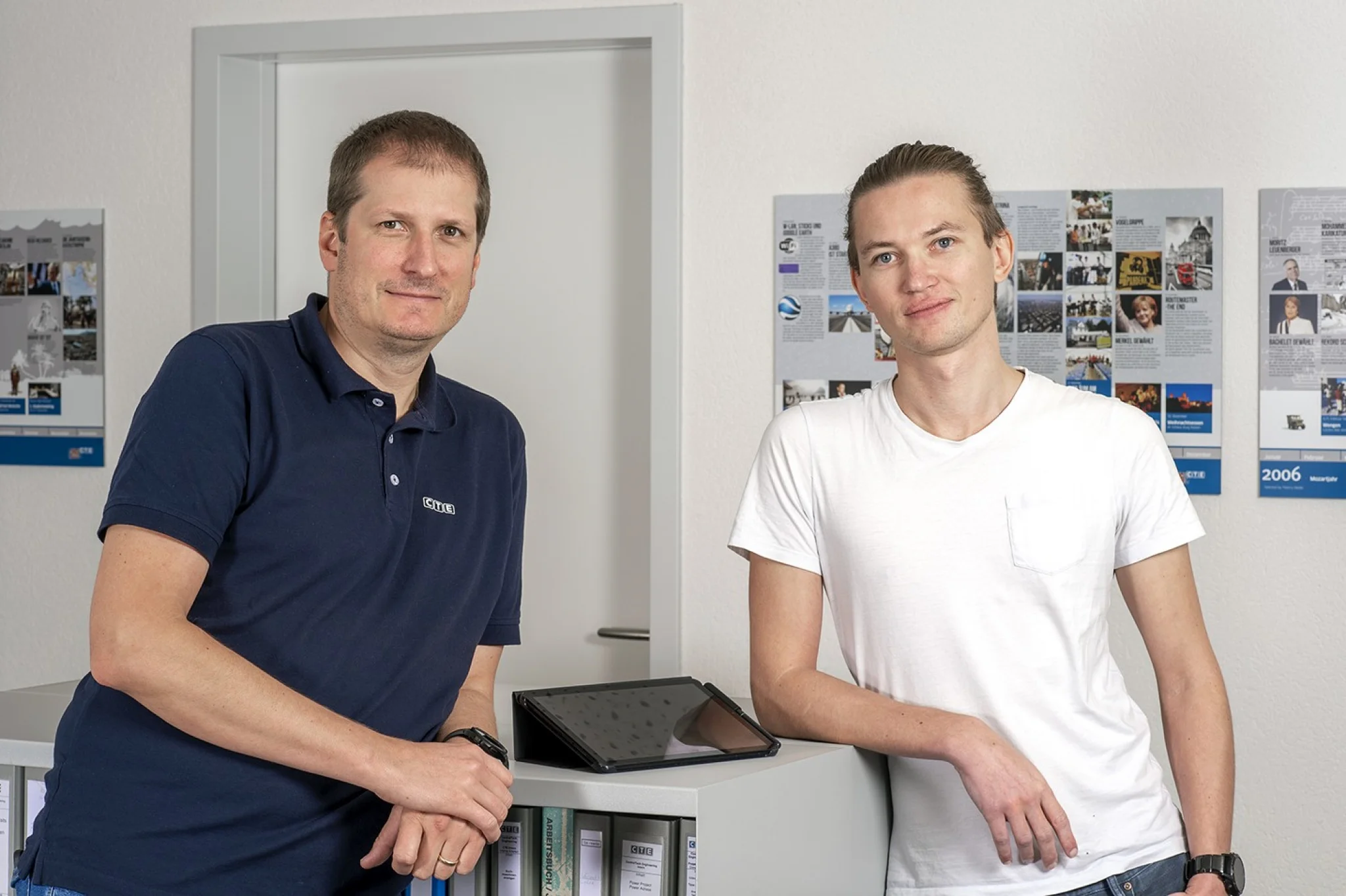 Photo of Fabian Meury and Lukas Punzenberger as the SOL-PA development team (along with Thomas Gysin, who is not in the photo).