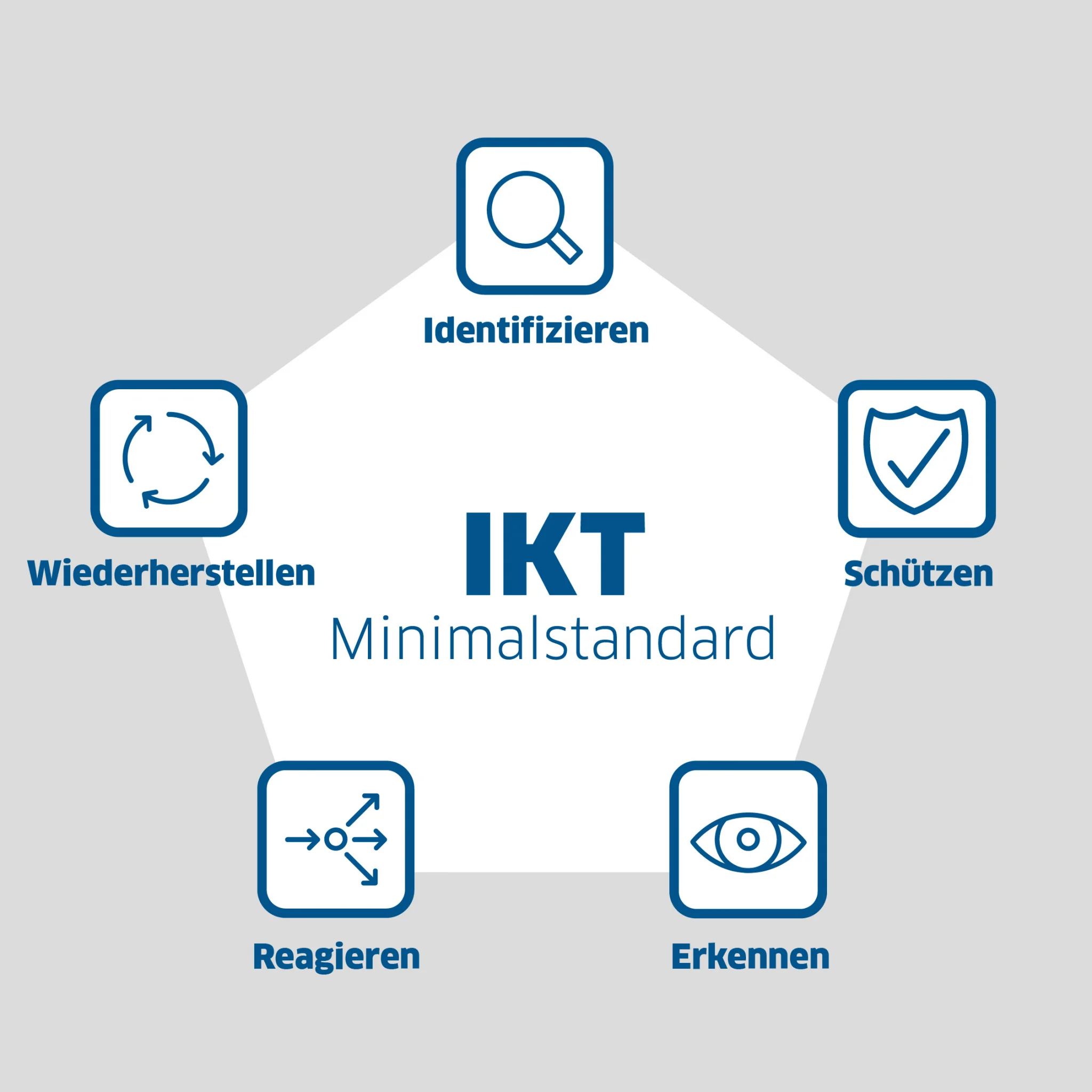 Grafik IKT-Minimalstandard mit den f&uuml;nf Hauptbereichen.